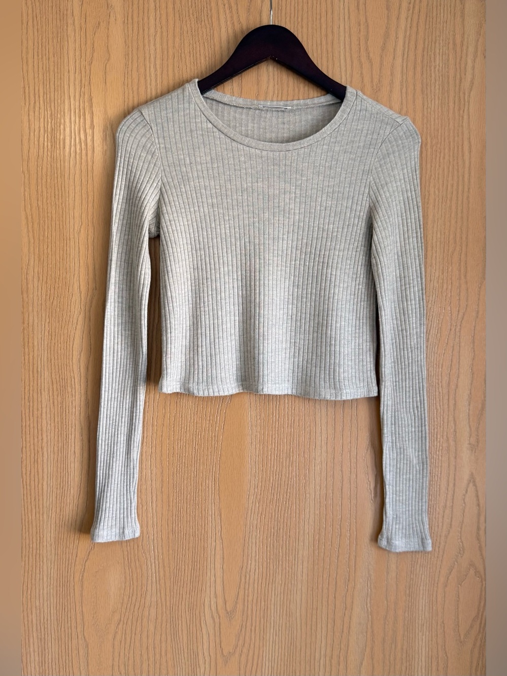 Reformation | SZ Small | Oatmeal Jackie Ribbed Crop Top Long Sleeve Tencel Blend